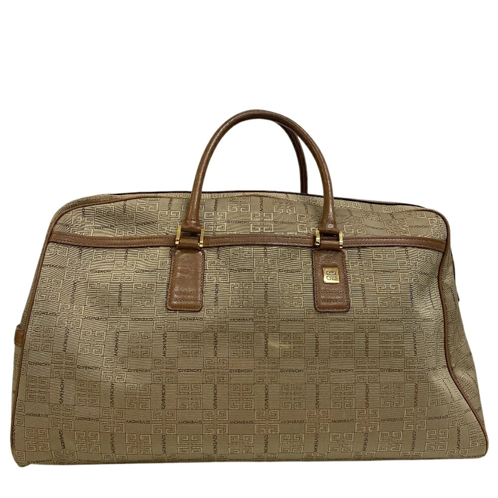 GIVENCHY Logo Handbag All Over Boston Bag Travel Suitcase Brown